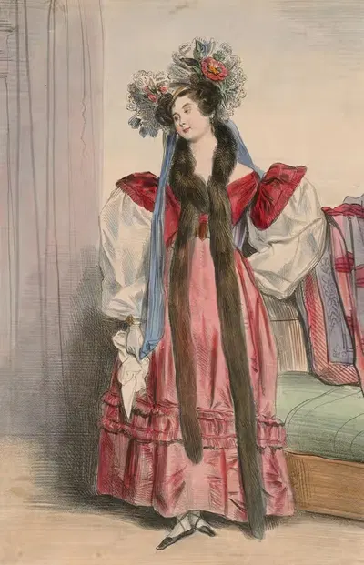 Portrait of Mme. Menessier-Nodier, from Alphabet Varie, Choix de Costumes d'apres nature by Achille Devéria, 1831 — digital…