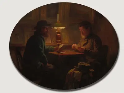 Игра в карты у 'ле Пэр Мартен' by Адольф-Феликс Каль, 1859 — digital art print download