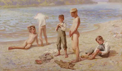 Мальчики купаются by Александр Гринаджер, 1894 — digital art print download