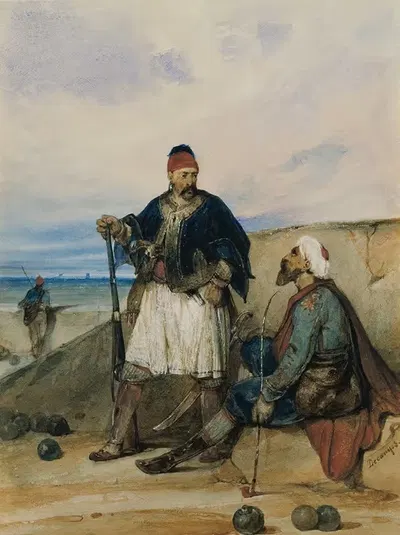 Восточные солдаты by Александр-Габриэль Декамп, c. 1830 — digital art print download