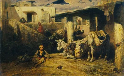 Ослы отдыхают; Турецкая сцена by Александр-Габриэль Декамп, 1833 — digital art print download