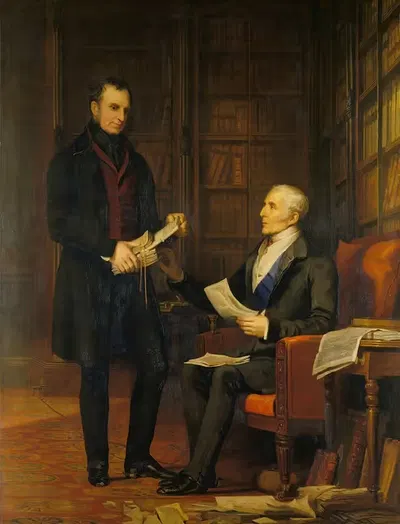 The Duke of Wellington with Colonel Gurwood at Apsley House by Andrew Morton, c. 1840 — digital art print download