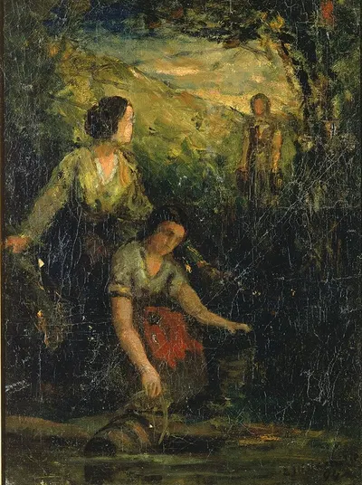 The Drinking Pool (three women at water) by Edward Mitchell Bannister, 1894 — digital art print download