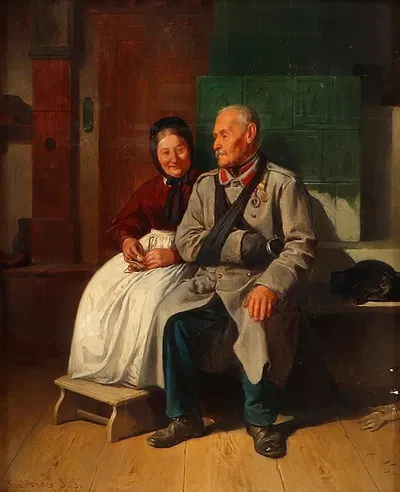 An Elderly Couple by Friedrich Friedländer, 1868 — digital art print download