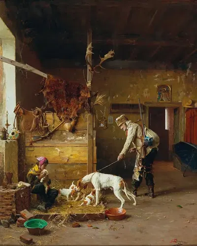 На охоту by Джованни Баттиста Квадроне, 1887 — digital art print download