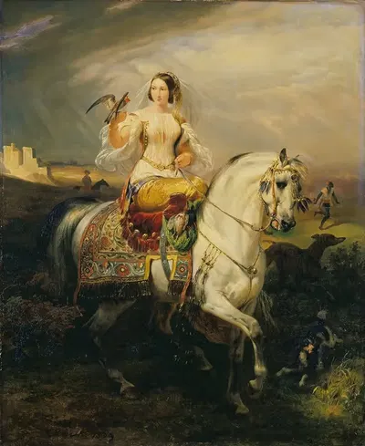 Алжирская дама с соколом by Гораций Верне, 1839 — digital art print download