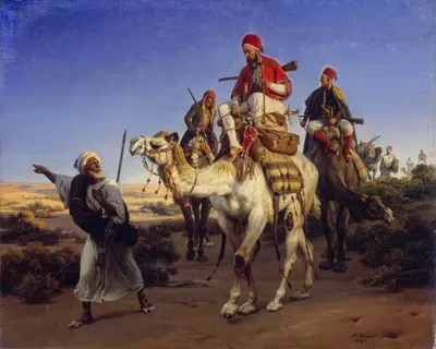 Художник и его спутники, путешествующие по пустыне by Гораций Верне, 1843 — digital art print download
