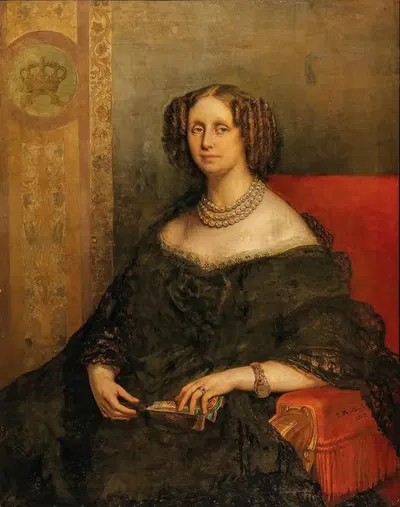 Портрет Луизы д'Орлеан, королевы Бельгии (Палермо 1812-1850 Остенде) by Жан Франсуа Портаэль, 1862 — digital art print…