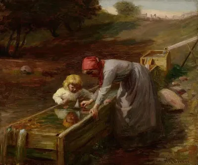 At the Spring by Nicholas Richard Brewer, c. 1895 — digital art print download