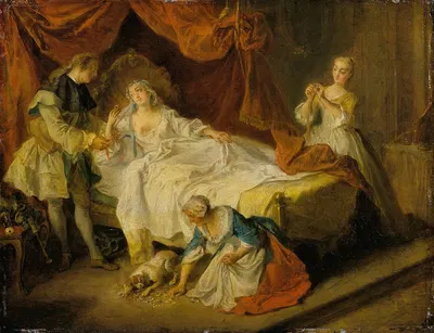 Le petit chien qui secoue de l'argent et des pierreries (The Little Dog shaking Money and Gems) by Nicolas Lancret —…