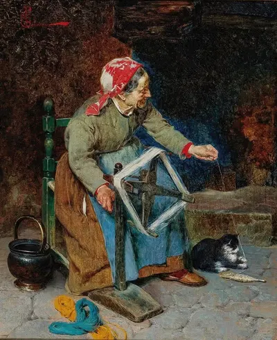 Дружеская помощь у прялки by Пьетро Торрини — digital art print download