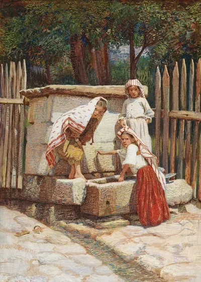 У колодца by Спиро Бокарич — digital art print download