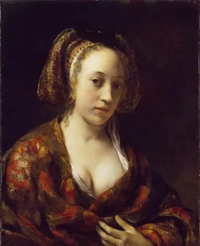 Young Woman in a Brocade Gown by Willem Drost, c.1654 — digital art print download