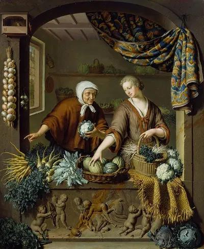 Овощной продавец by Виллем Ван Мейрис, 1731 — digital art print download