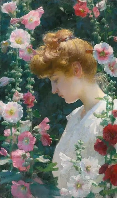 Мальвы и солнечный свет by Чарльз Кортни Карран, 1902 — digital art print download
