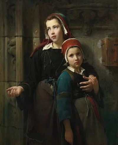 Sisters by Emile-Auguste Hublin, 1872 — digital art print download