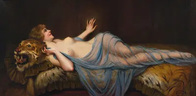 Женщина с тигром by Франсуа Мартен-Кавель — digital art print download