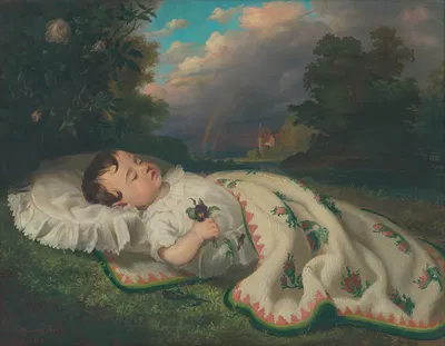 A child in the country by František Klimkovič, 1860 — digital art print download