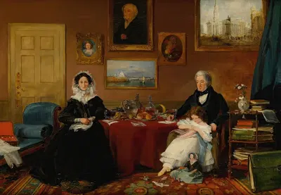 Portrait Of The Langford Family In Their Drawing Room by James Holland — digital art print download