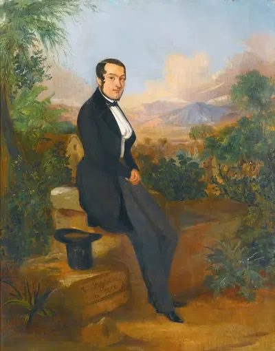 Портрет Георга Хеллмана на фоне Такны, Перу by Иоганн Мориц Ругендас, 1844 — digital art print download