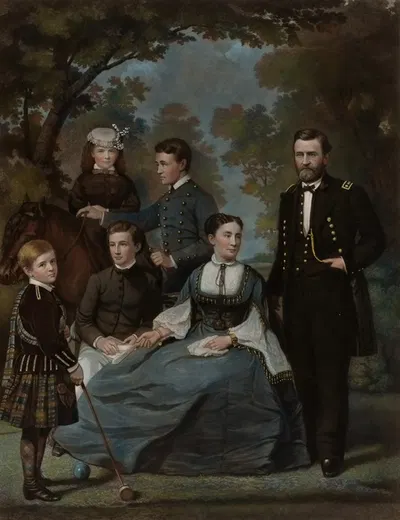 Генерал Грант и его семья by Джон Сартейн, 1808-1897 — digital art print download