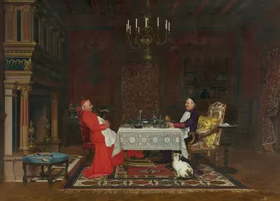 Ужин кардинала by Лео Херрманн, 1882 — digital art print download