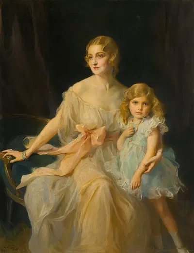 Портрет миссис Клода Ли и мисс Вирджинии Ли by Филипп Алексис де Ласло, 1933 — digital art print download