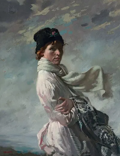 В заливе Дублина»; Портрет жены художника by Уильям Орпен — digital art print download