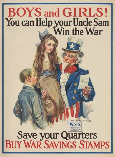 Boys and Girls! You Can Help Your Uncle Sam Win the War by Джеймс Монтгомери Флагг, 1917 — digital art print download