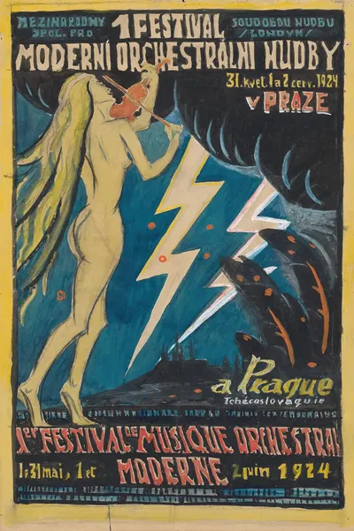 Plagát k 1. medzinárodnému festivalu modernej orchestrálnej hudby by Ján Thain, 1924 — digital art print download