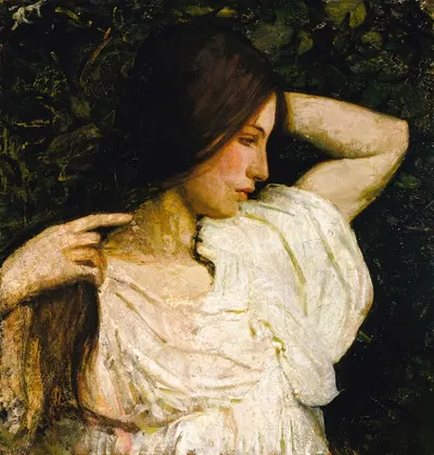 Девушка, укладывающая волосы by Аббот Хандерсон Тейер, 1918-1919 — digital art print download