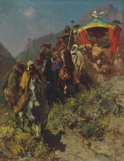 A Caravan on a Mountain Pass by Alberto Pasini, 1866 — digital art print download