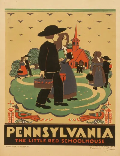 Pennsylvania The little red schoolhouse by Katherine Milhous, 1936-1941 — digital art print download