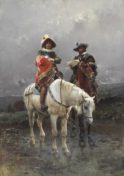 A Cavalier on a White Horse by Cesare Auguste Detti, 1890 — digital art print download