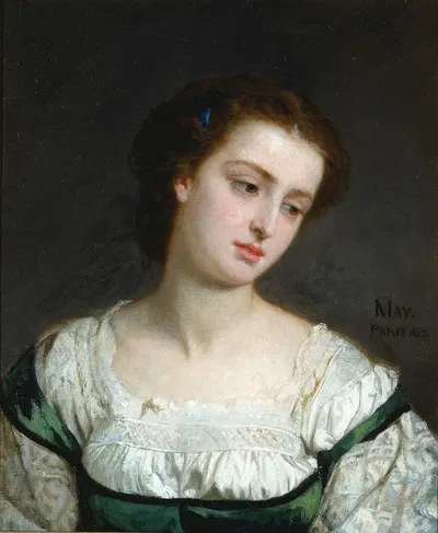 Portrait of a Young Woman by Edward Harrison May, 1862 — digital art print download