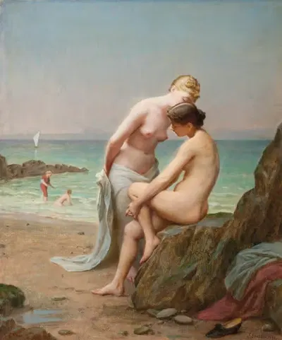 Тайны на берегу by Жак Жозеф Леопольд Лустау, 1892 — digital art print download