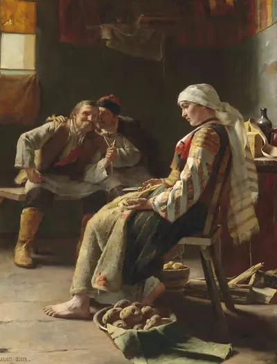 Медитация by Юлиуш Зубер, 1888 — digital art print download