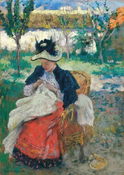 Jeune femme à sa couture by Norbert Goeneutte, 1893 — digital art print download