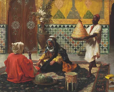 An Afternoon Discussion by Rudolf Ernst, 1886 — digital art print download