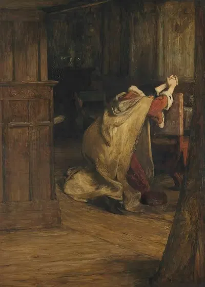 Гамлет и король "Молите, я не могу. – Мои слова улетают, Мои мысли остаются внизу; Слова без мыслей, никогда не поднимутся…