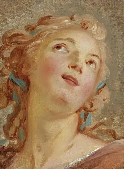 Голова молодой женщины, смотрящей вверх by Жан-Симон Бертелеми — digital art print download