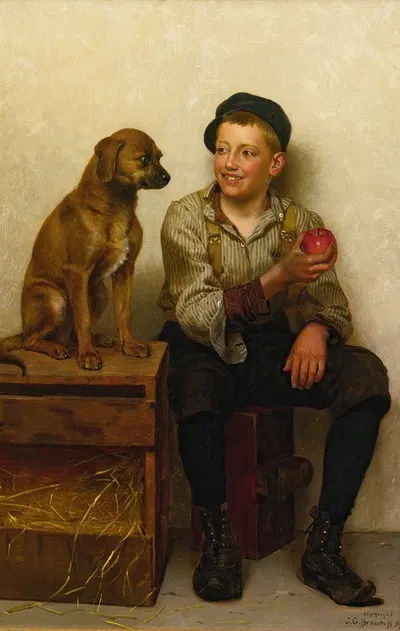 Дразня щенка by Джон Джордж Браун — digital art print download