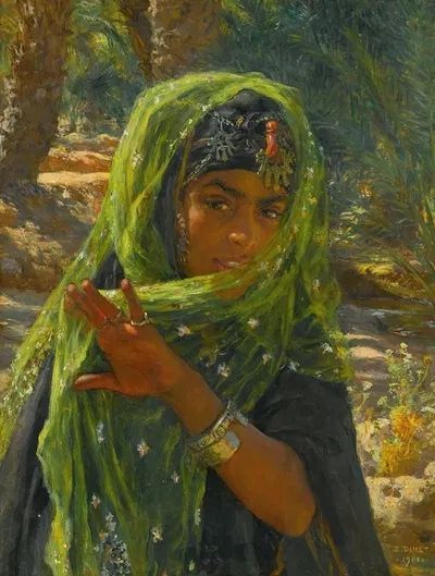 Девочка, прячущаяся за вуалью by Этьен Дине, 1901 — digital art print download