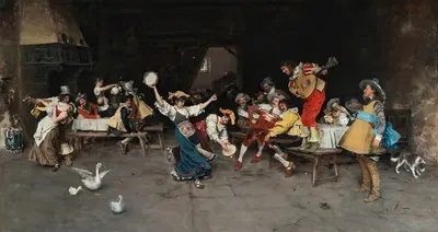 Italian Dance Party by Francesco Vinea, 1880 — digital art print download