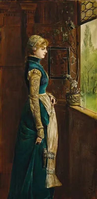 С нежностью смотря через окно by Габриэль Шахингер, 1882 — digital art print download