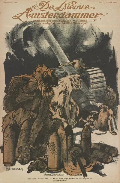 Bombardement van Parijs by Piet van der Hem, 1918 — digital art print download