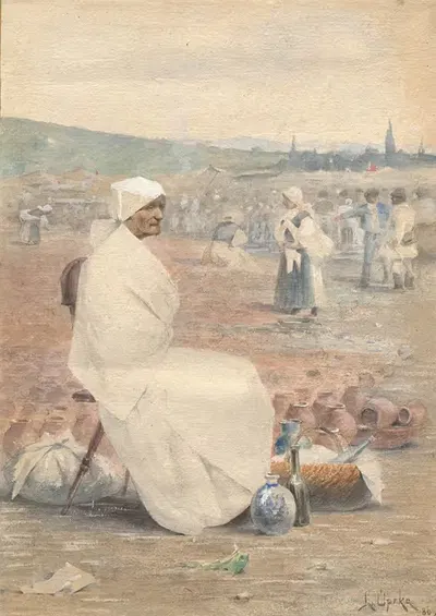 На рынке в Мияве by Йожа Упка, 1886 — digital art print download