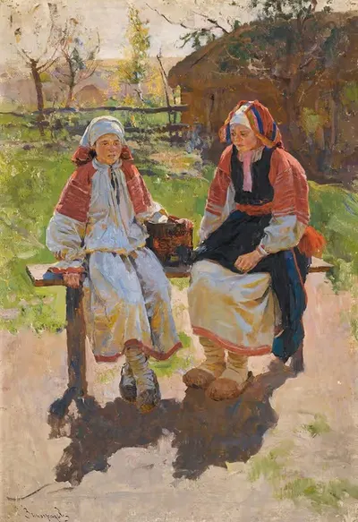 Две крестьянки by Сергей Арсеньевич Виноградов — digital art print download