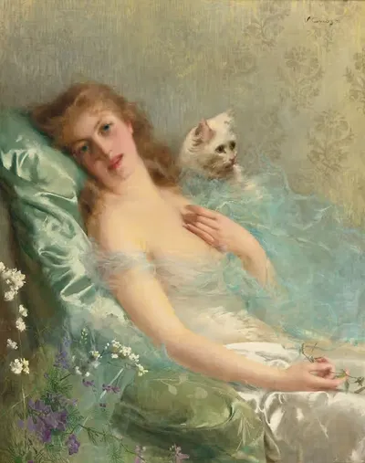 Белый кот by Витторио Маттео Коркос, 1891 — digital art print download