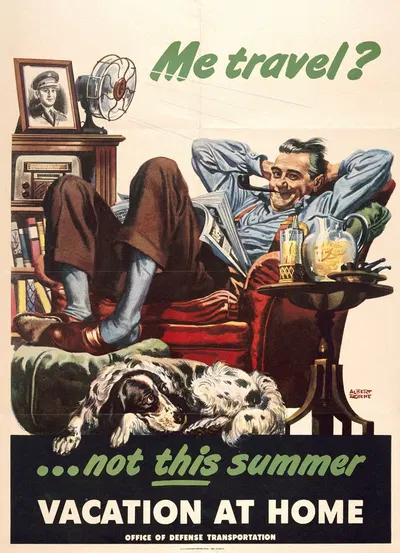 Me travel; …not this summer. Vacation at home by Albert Dorne, 1945 — digital art print download